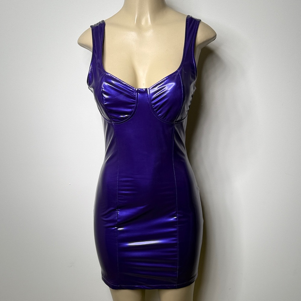 SHEIN Glossy Deep Purple Mini Dress NWOT